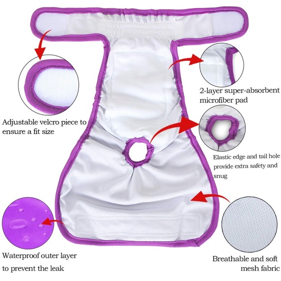 NEW 4PCS Teamoy Dog Diapers Reusable Washable Female Sanitary Dog Pants Size M - Picture 4 of 7
